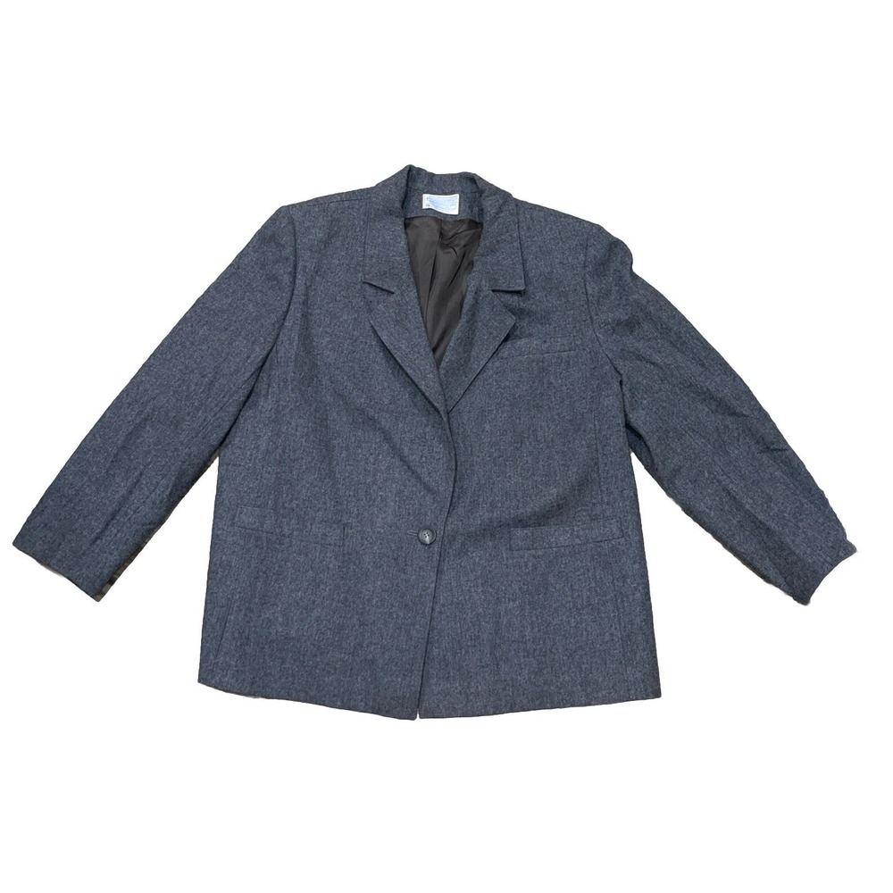 Women's Vintage PENDLETON Blazer Pure Virgin Wool Notch Collar Gray USA Size 22W